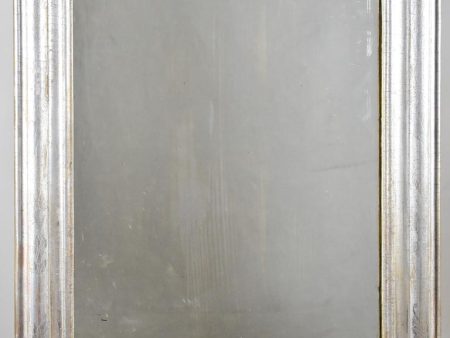 Antique French Louis Philippe mirror with silver frame 26  x 35  Online now