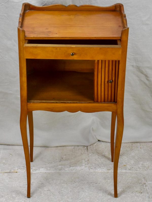 Mid century French nightstand in cherry wood with concertina door Cheap