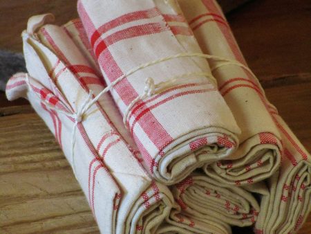 Set of six red checked tea towels Online Hot Sale