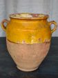 19th Century French confit pot with half yellow glaze 9 ¼   Discount