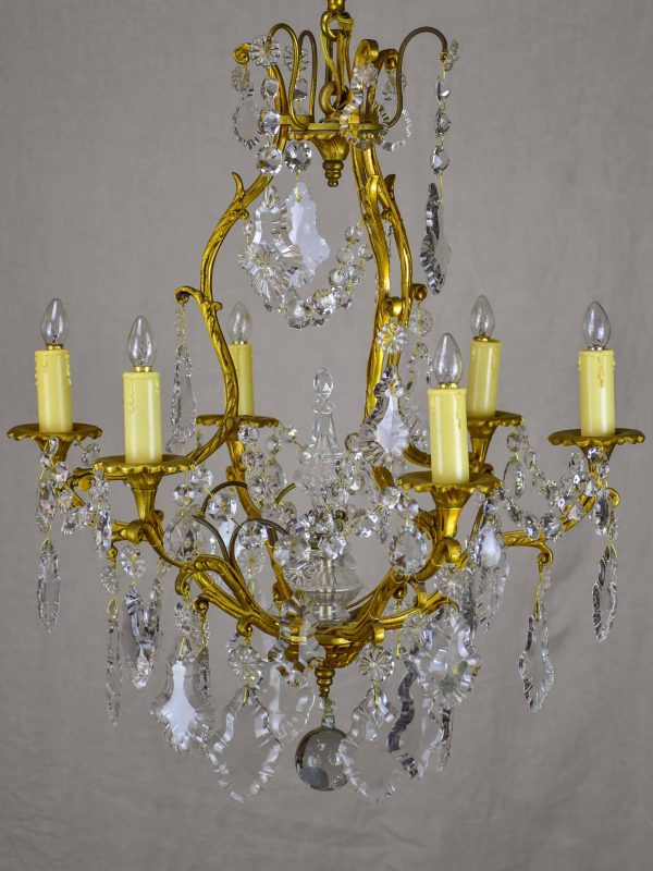 Antique French crystal chandelier - 6 lights on Sale