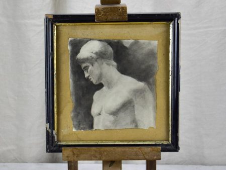 Antique French easel with monochrome portrait of a man 11½  x 12¼  Fashion