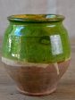 Antique French confit pot with green glaze 6¼  For Cheap