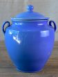 Antique French blue Martres Tolosane confit pot with lid on Sale