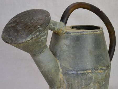 19th century French zinc watering can with large rose head Online now