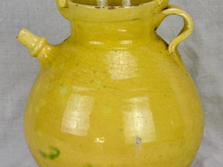 Antique French water pitcher with pale yellow glaze Online Sale