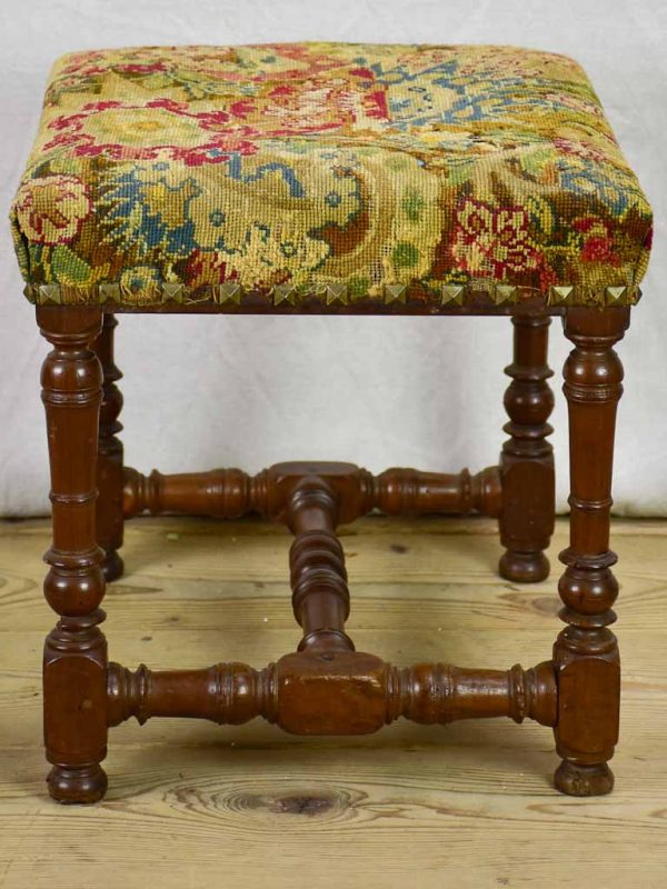 18th Century French stool with original cross-stitch upholstery Online Sale