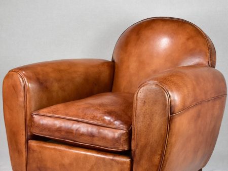 Artisan made French leather club chair For Discount