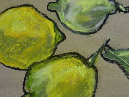 Citrons  Still life pastel on craft paper. Three lemons - Caroline Beauzon 15¼  x 11¾  Cheap