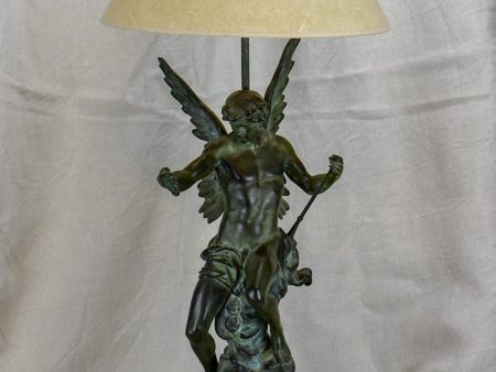 Antique French bronze and marble lamp by E. Picault Cheap