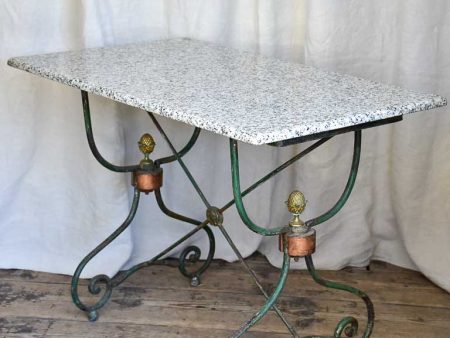 Antique rectangular Butcher’s Table with Granite Top Hot on Sale