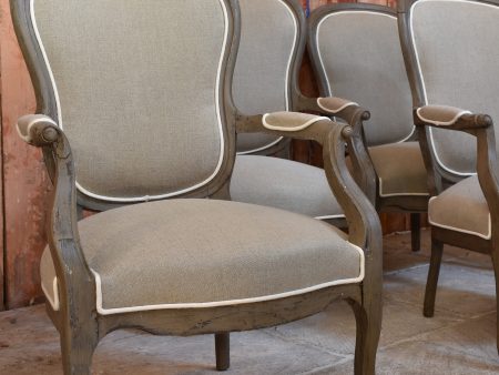 Upholstered Louis Philippe French armchairs on Sale