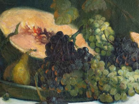 19th Century still life painting of a display of fruit by S. Seeberger 34¾   x 19¼   on Sale