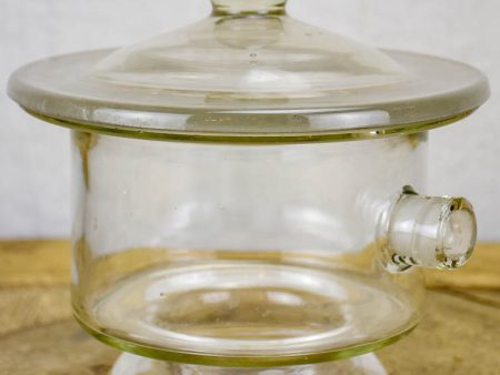 Vintage French blown glass container with lid - apothecary 8¼  For Sale