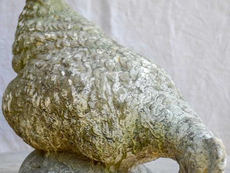 Vintage French garden sculpture of a foraging hen For Sale