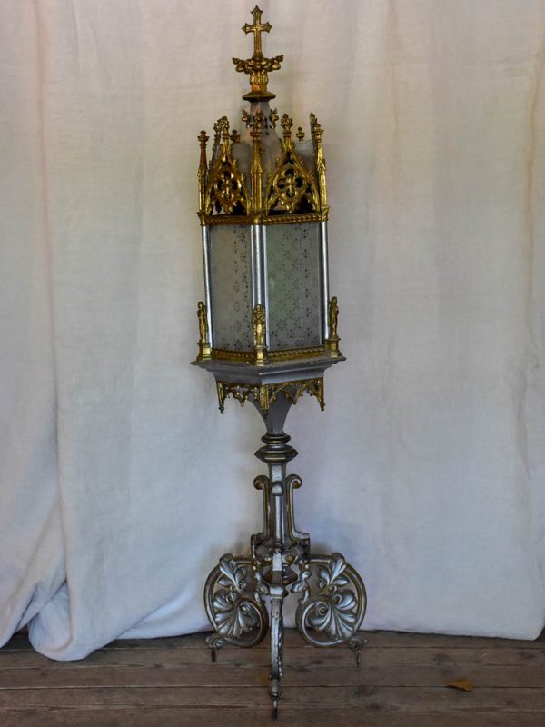 18th Century church lantern with original glass on Sale