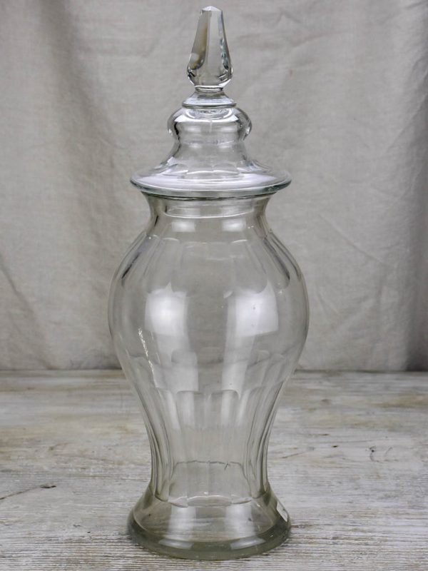 Antique French apothecary glass jar with lid For Cheap