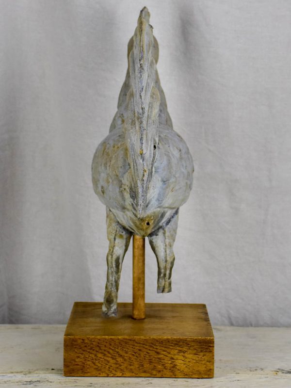 Antique French rooster from a bell tower   weathervane mounted on a wooden base For Cheap