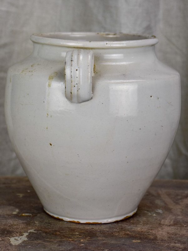 Antique French preserving pot glazed white For Discount