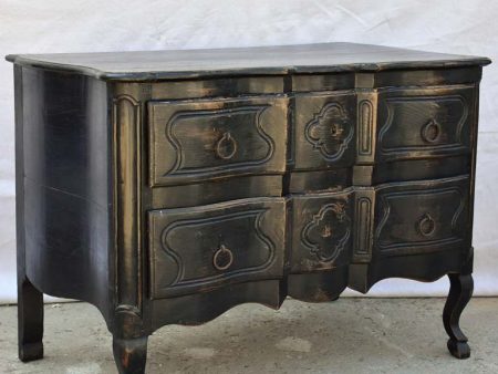 Louis XV French two drawer arbalète  sauteuse  commode with black paint finish 42½  x 25¼  Online Hot Sale