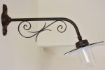 Large outdoor wall applique with scroll detail  - cast iron, enamel, glass 24½  Sale