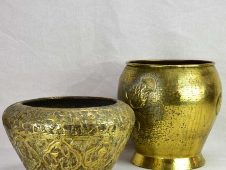 Two Art Deco brass cachepots pot plant stands Online Sale