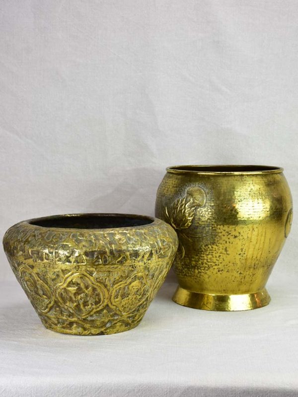 Two Art Deco brass cachepots pot plant stands Online Sale