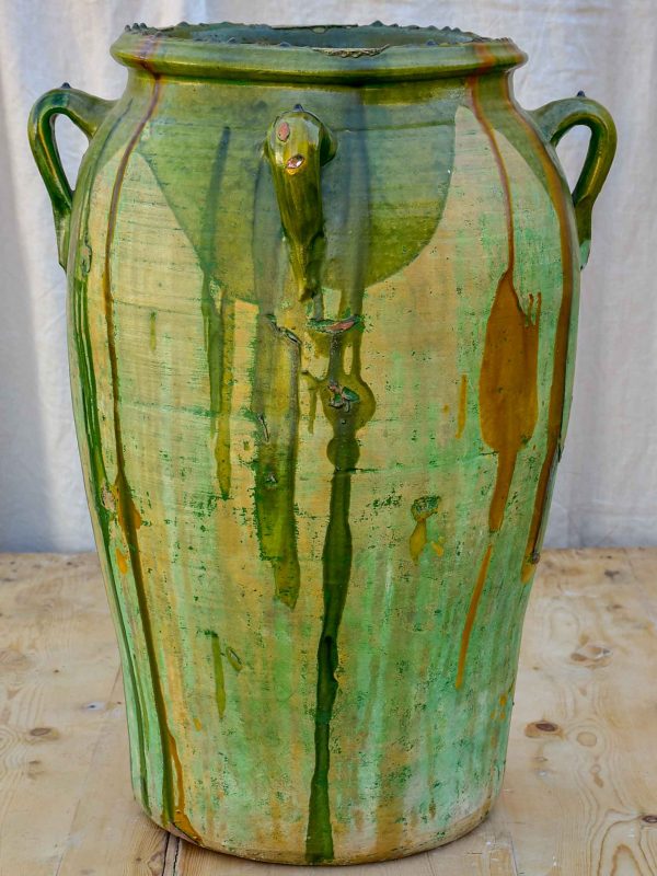 Large antique Spanish oil jar with green glaze 29 ¼   Sale