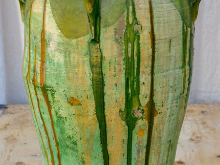 Large antique Spanish oil jar with green glaze 29 ¼   Sale