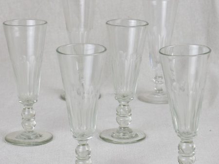 Six 19th Century champagne flutes on Sale