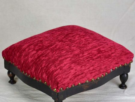 Antique French footstool with red  upholstery 12½  Cheap