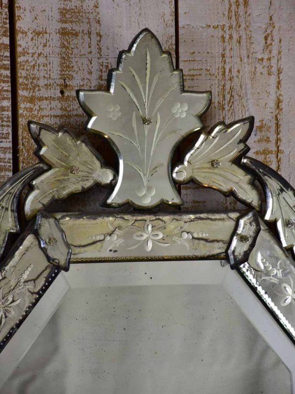 Vintage Venetian mirror with crest 20½  x 37½  on Sale