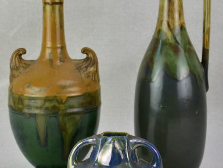 Collection of three stoneware vases - early twentieth-century signed Online now