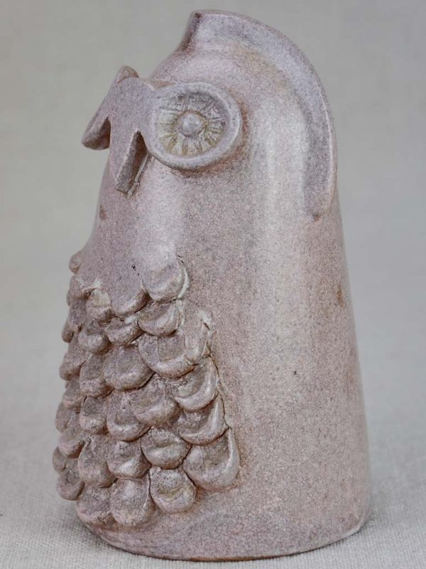 Clay sculpture of an owl with violet glaze - 1960 s 6  For Sale