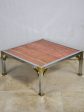 Red travertine Italian coffee table with chrome frame - 1970 s 80 s 30¼  For Sale