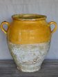 Very large antique French confit pot with yellow glaze 14½  Online Sale