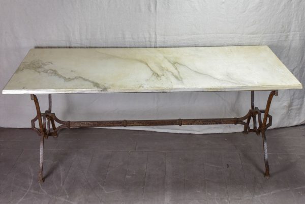 Very large 18th Century rectangular marble table with pretty iron base 74  x 35½  Discount