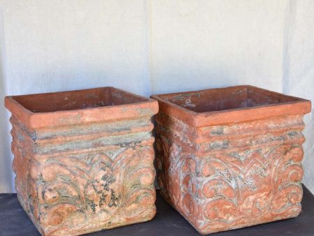 Pair of large antique French terracotta planters from the French Riviera 16½  For Sale