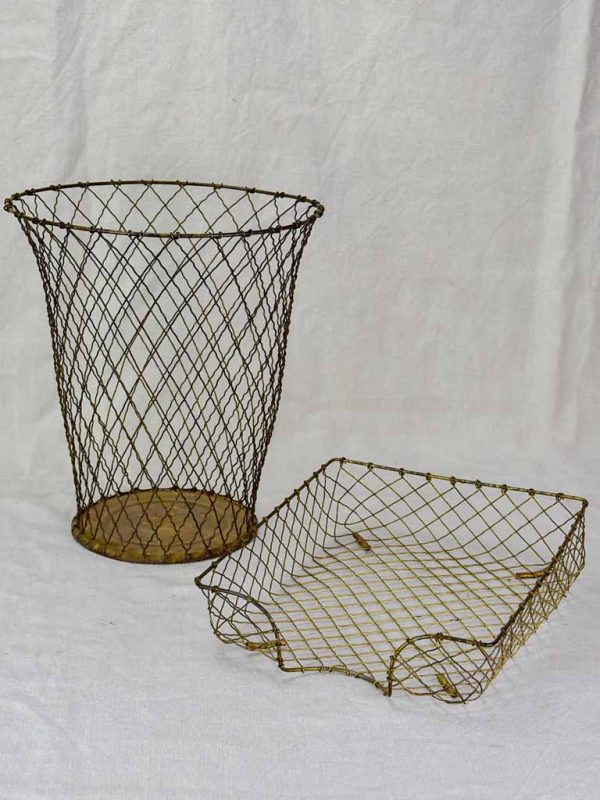 Mid century iron waste paper basket and in-tray Discount