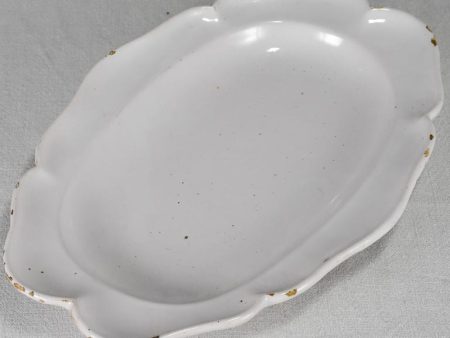 Antique French earthenware platter with scalloped edge 15¾  Online Sale