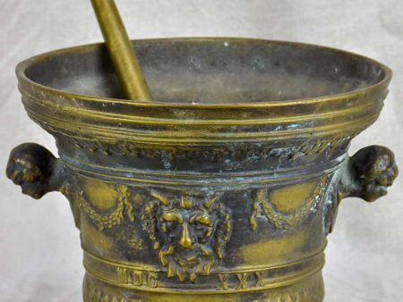 Antique bronze apothecary mortar and pestle Online now