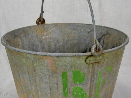 Mid century French winemaker s harvest bucket - zinc 15¼  Online Sale