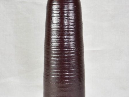 Vintage French clay carafe   vase with brown glaze 14¼  Online