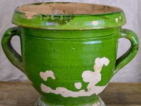 Antique French garden planter with green glaze Sale