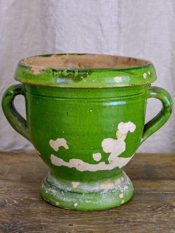 Antique French garden planter with green glaze Sale