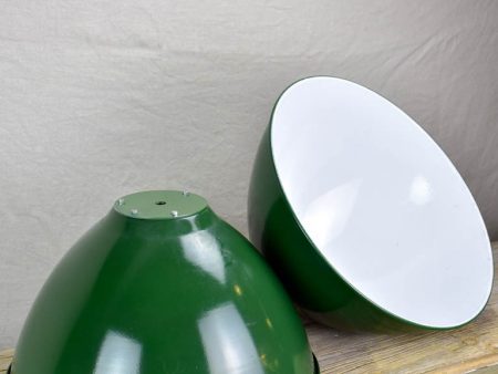 Pair of very large green enamel industrial lights For Cheap