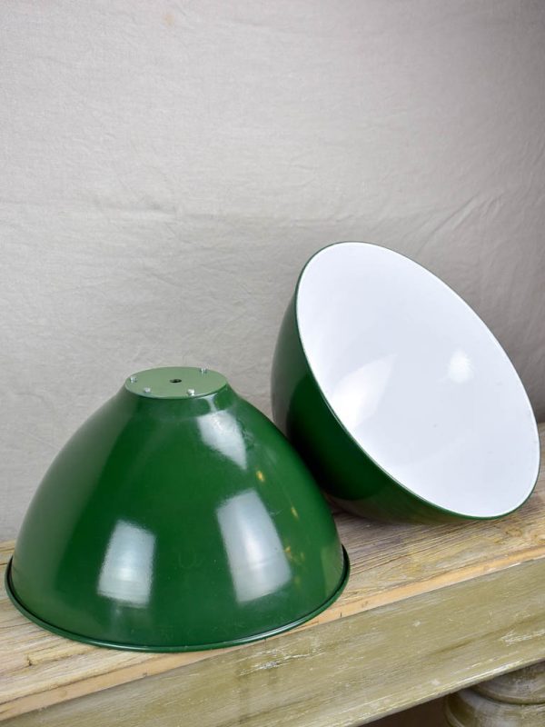 Pair of very large green enamel industrial lights For Cheap