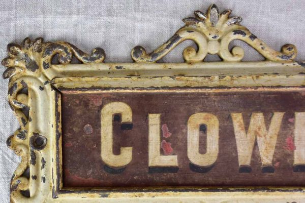 RESERVED JS  Clown  antique French horse stable nameplate on Sale