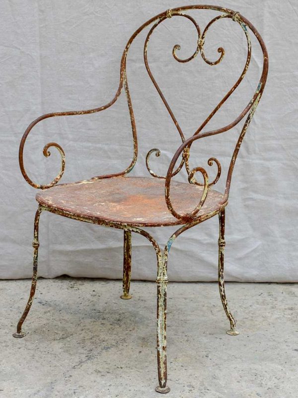 RESERVED LM Antique French garden armchair with heart back and solid seat For Discount