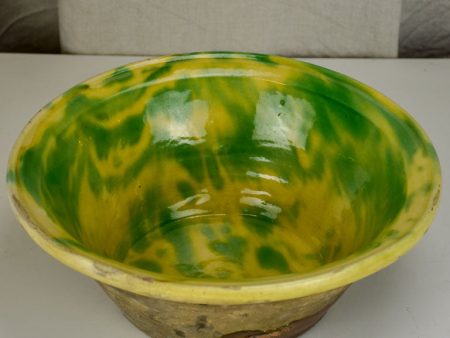 Antique Spanish bowl with yellow and green glaze Hot on Sale